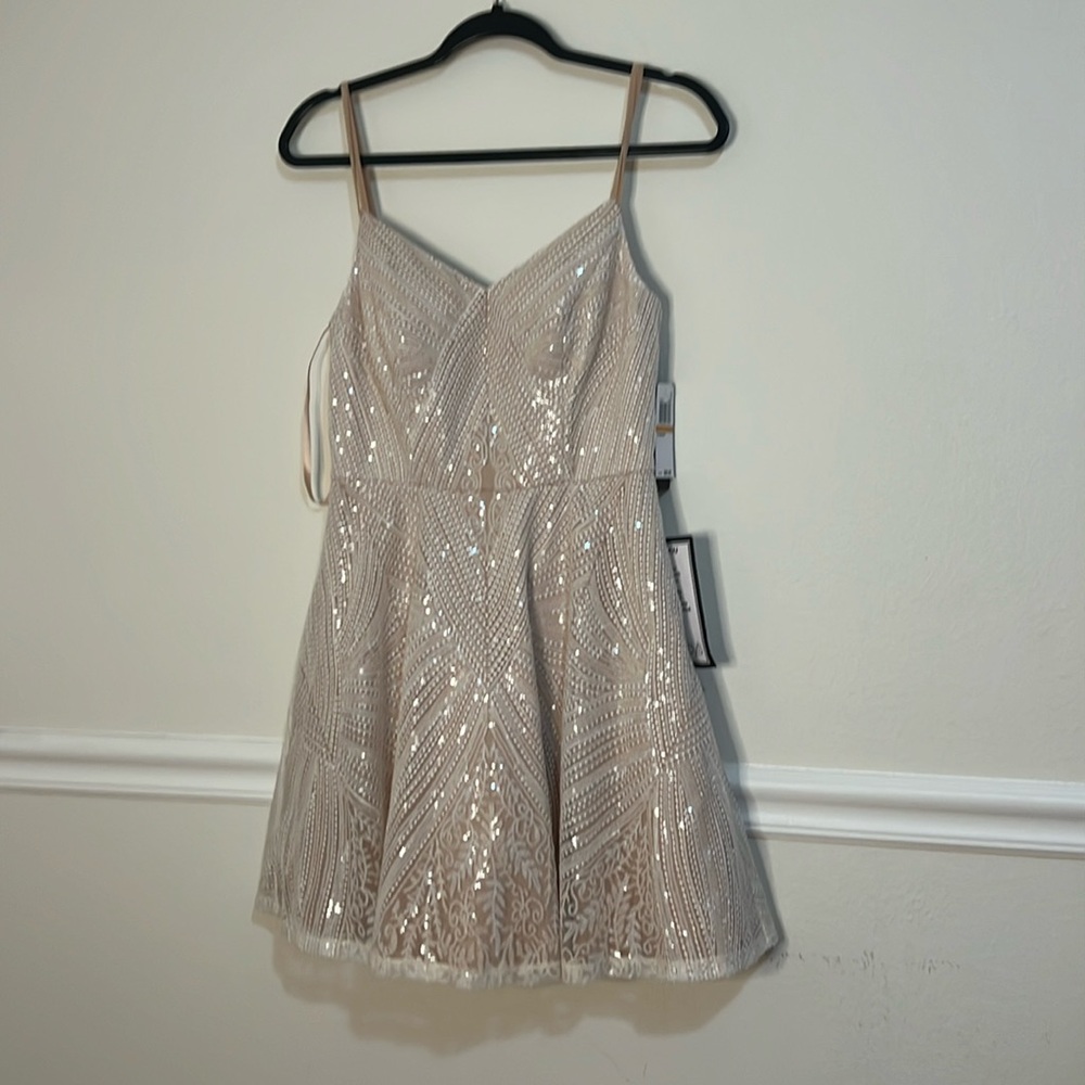 Beautiful nude dress in size petite seven.